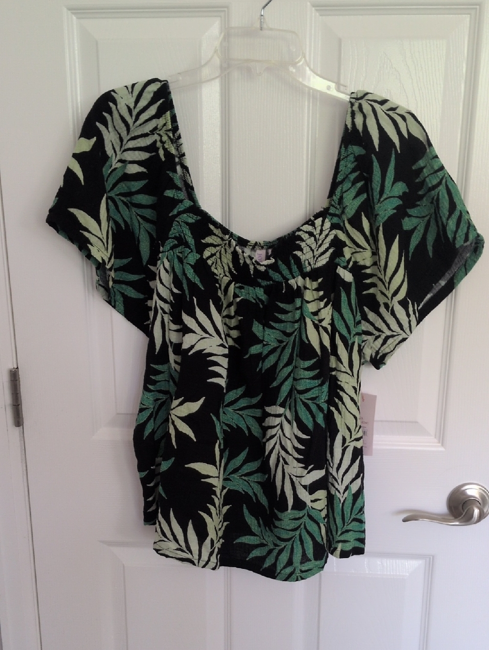 NWT Joyspun Tropical Leaves Cotton Gauze Top - 2X